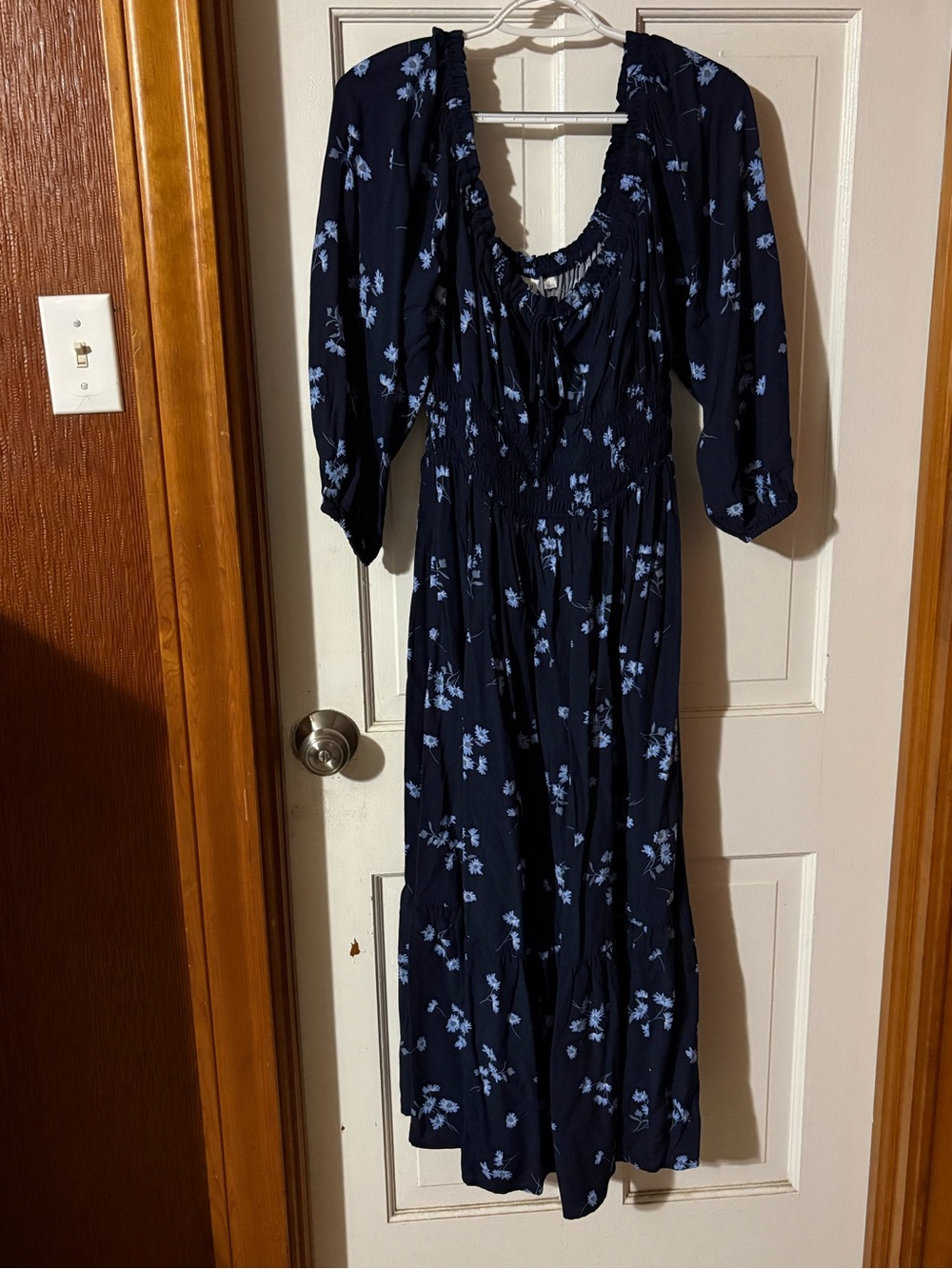 GAP Navy Blue Maxi Dress with Light Blue Floral Print